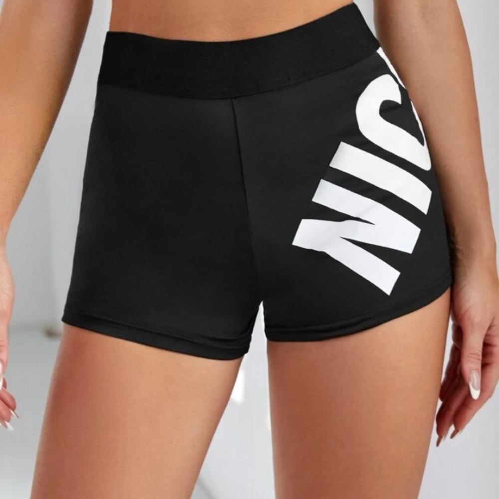 From Shein black cute Spandex shorts